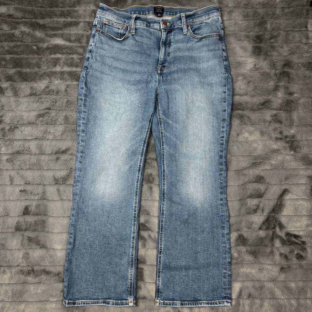 J.Crew Womens Mid-Rise Flare Crop Blue Denim Jeans Size 31 Medium Wash 7459